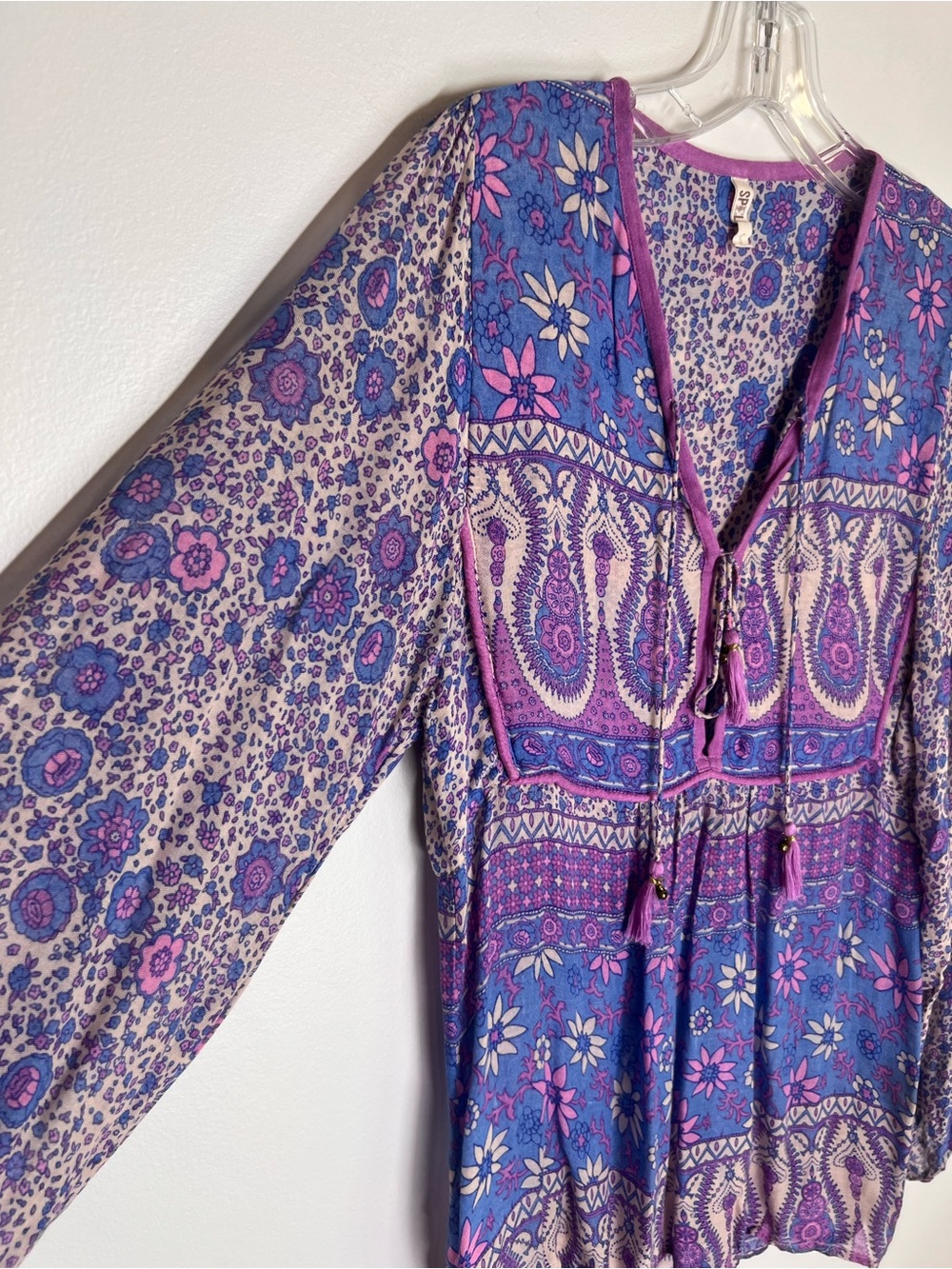 Spell & the Gypsy Boho Blossom Blouse Lavender Purple Paisley Top Sz S - Picture 6 of 9